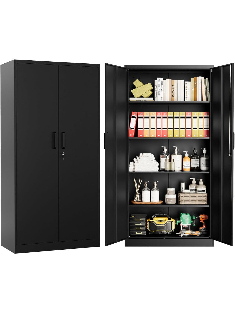Armario archivador metalico con cerradura dos puertas y gran capacidad para oficina garaje o almacen