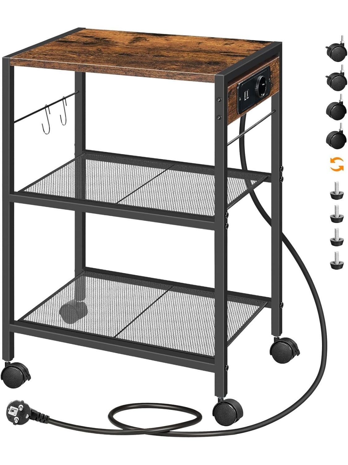 Soporte Movil para Impresora con 3 Niveles y Estacion de Carga Integrada