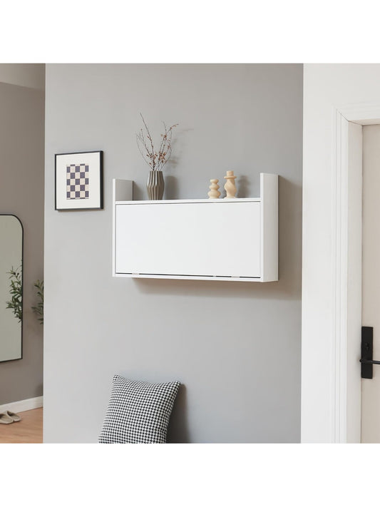 Mesa plegable de pared con compartimentos y estante para espacios reducidos de trabajo