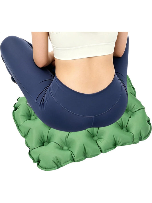Cojin inflable portatil para asiento con superficie impermeable y facil transporte