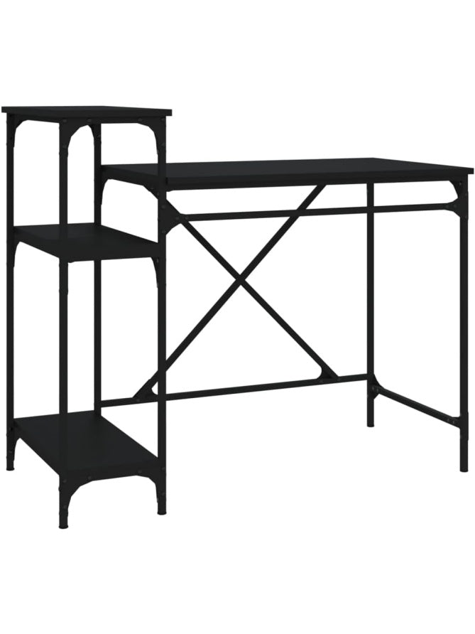 Mesa de oficina con estantes integrados y acabado elegante para ordenador y zona de estudio