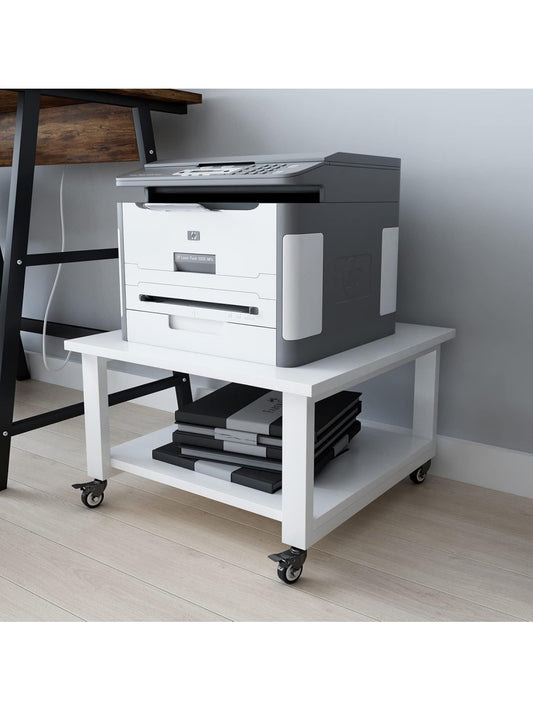 Mesa auxiliar para impresora con dos niveles y ruedas para oficina o zona de trabajo