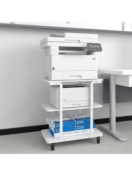 Soporte movil para impresora con tres niveles espacio para papel y accesorios de oficina